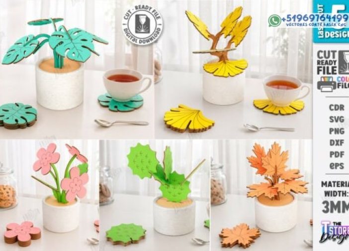 Paquete de posavasos apilables 3D cortados con láser