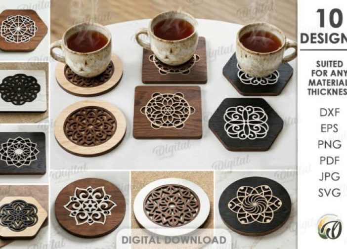 Paquete de posavasos de mandala 3D