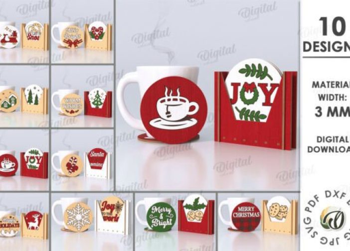 Paquete de posavasos navideños con cajas