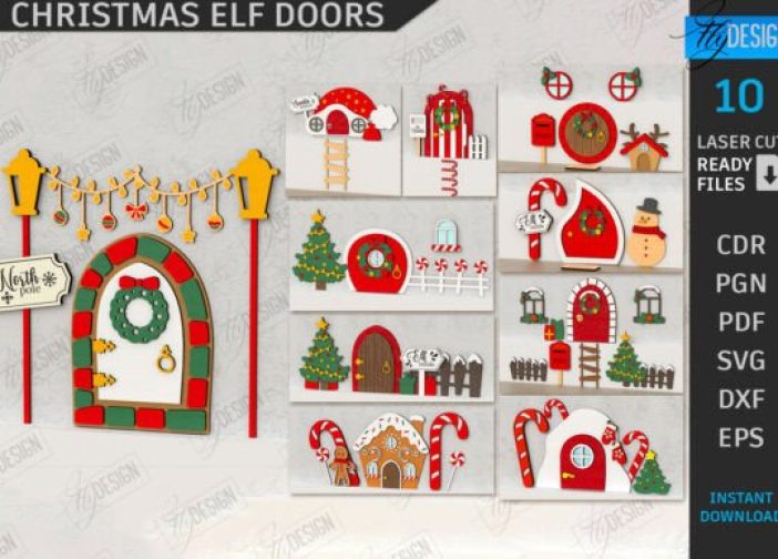 Paquete de puertas de elfo navideño