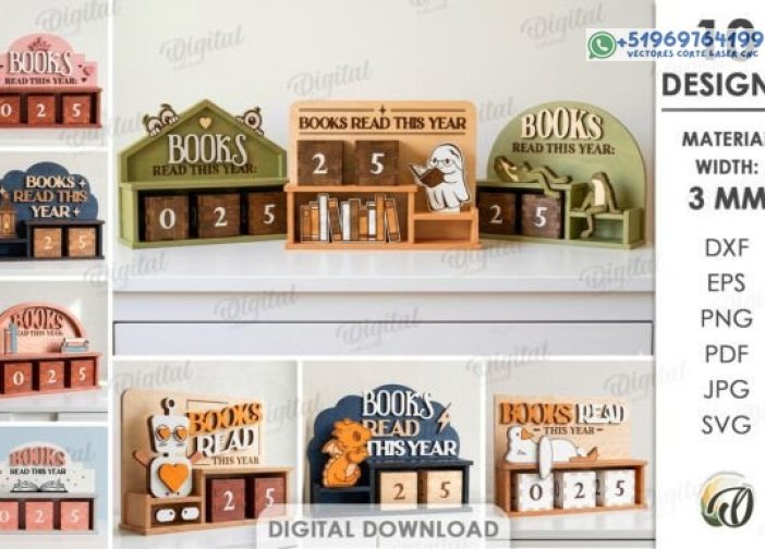 Paquete de rastreadores de lectura de libros cortados con láser