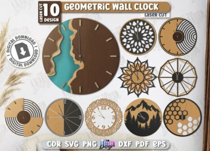 Paquete de reloj de pared geométrico