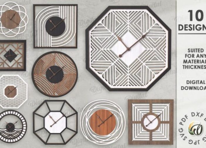 Paquete de reloj de pared geométrico