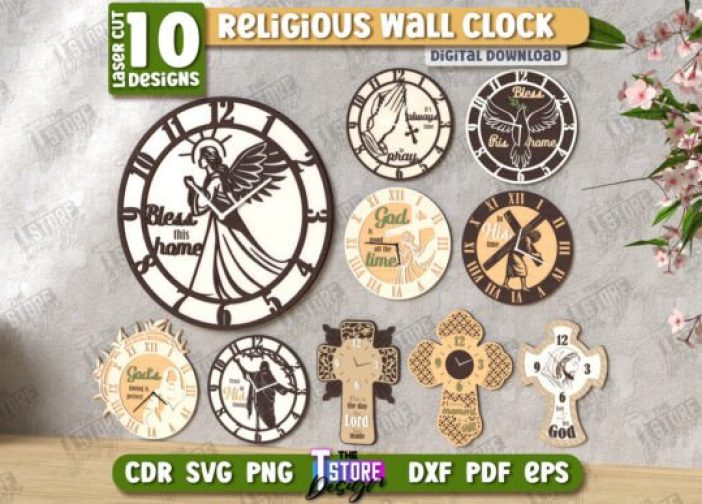 Paquete de relojes de pared religiosos