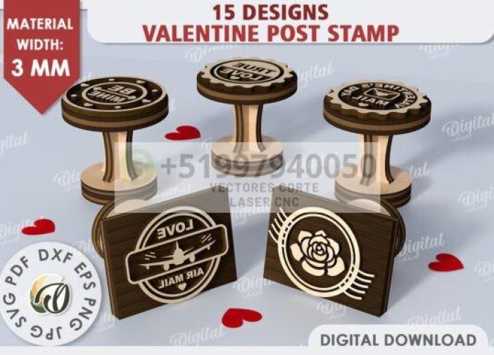 Paquete de sellos de San Valentín en 3D