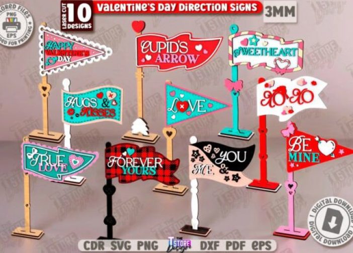 Paquete de señales de dirección para el Día de San Valentín