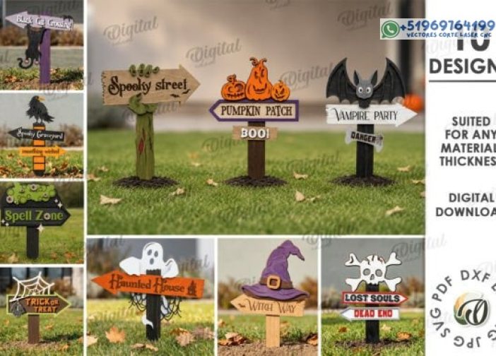 Paquete de señales flechas direccionales de Halloween