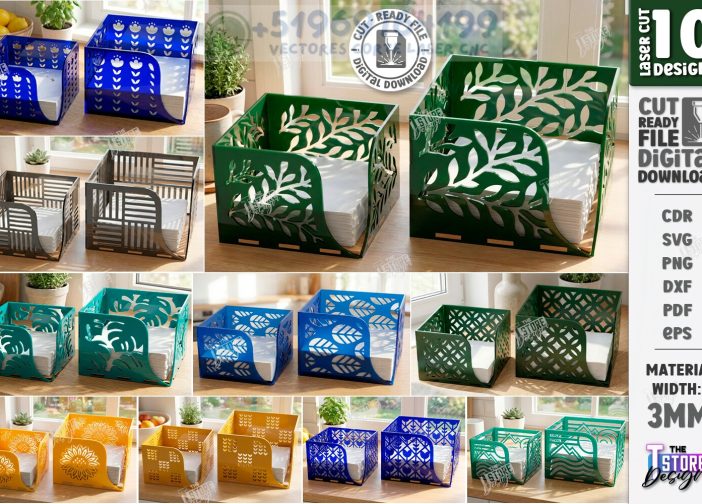 Paquete de servilleteros acrílicos cortados con láser