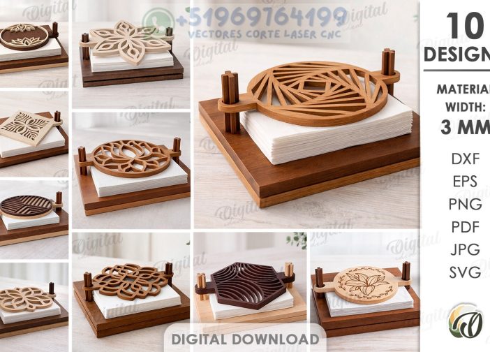 Paquete de servilleteros cortados con láser