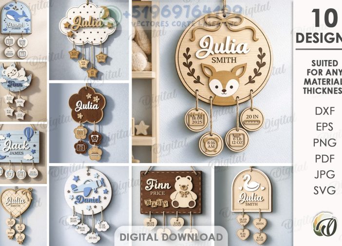 Paquete de signos de estadísticas de bebé personalizados para bebés