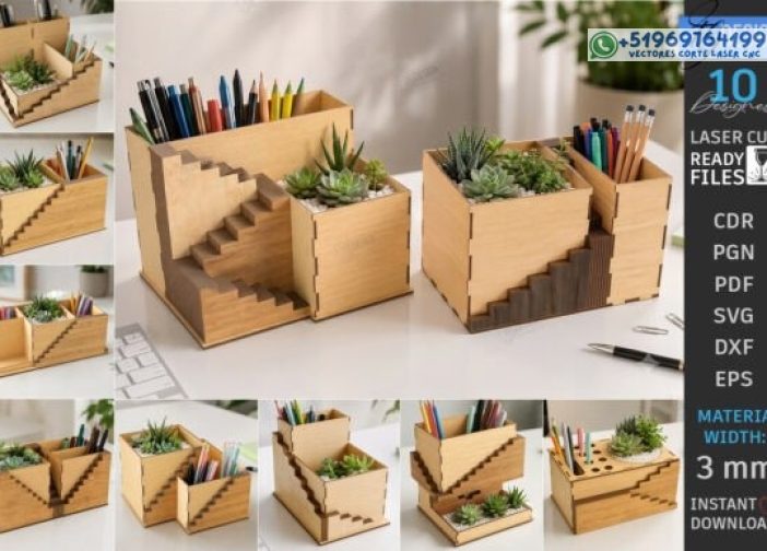 Paquete de soporte organizador de escritorio cortado con láser