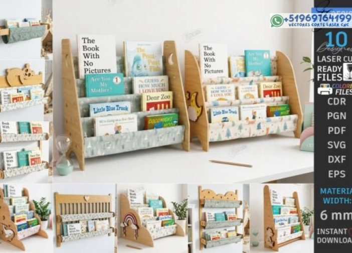 Paquete de soporte para libros para niños cortado con láser CNC