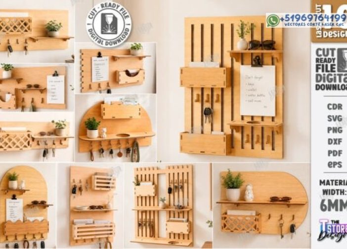 Paquete de soporte para llaves de pared cortado con láser Hogar