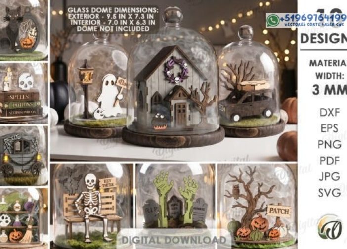 Paquete de soportes de Halloween 3D cortados con láser