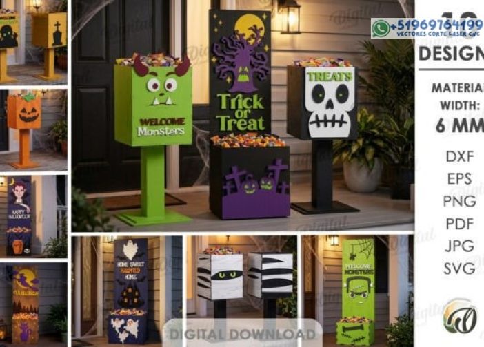 Paquete de soportes para dulces de porche de Halloween
