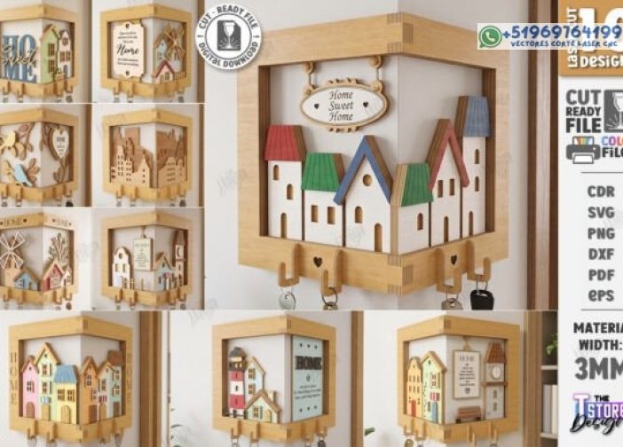 Paquete de soportes para llaves de esquina cortados con láser CNC
