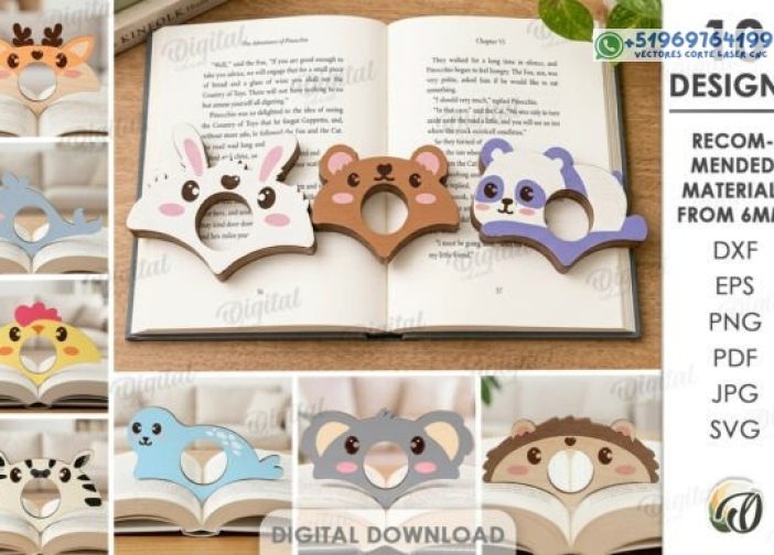 Paquete de soportes para páginas de libros cortados con láser