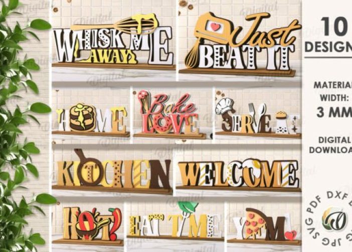 Paquete de soportes stands de palabras de cocina