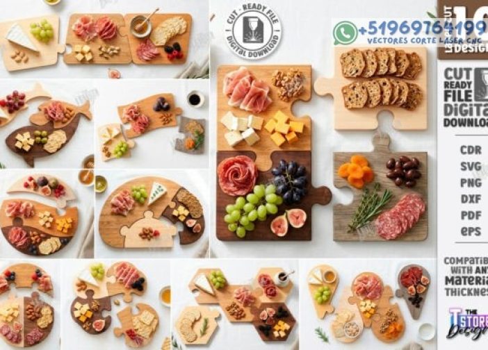 Paquete de tablas de charcutería estilo rompecabezas Para mas Vectores Whatsapp 51969764199