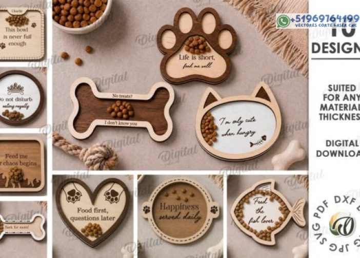 Paquete de tablas de charcutería para mascotas cortadas con láser