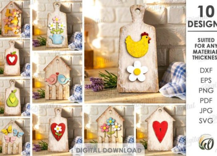 Paquete de tablas de cortar rústicas cortadas con láser