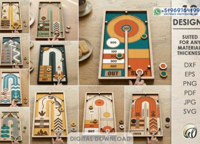 Paquete de tableros de juego Sling Puck cortados con láser