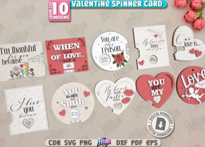 Paquete de tarjetas giratorias de San Valentín