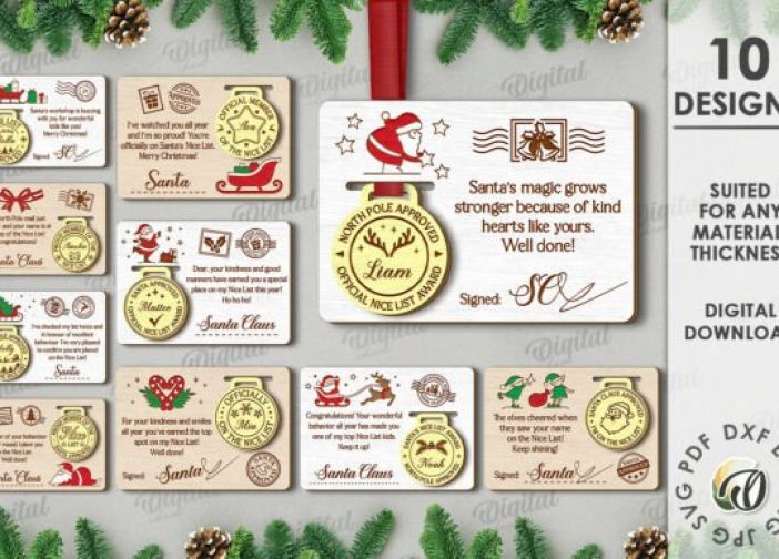Paquete de tarjetas navideñas con medallas