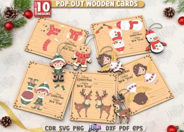 Paquete de tarjetas navideñas desplegables