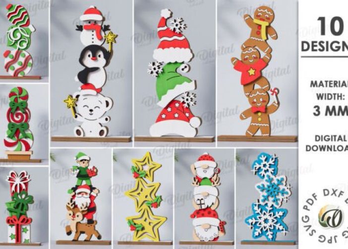 Paquete de tres soportes navideños