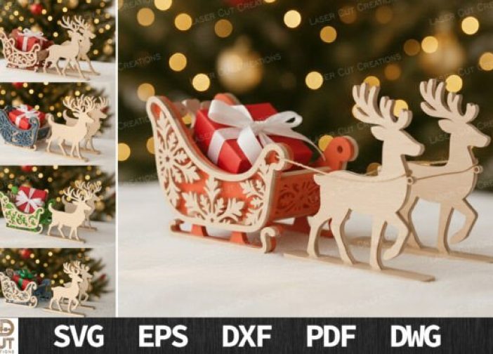 Paquete de trineo de Papá Noel y renos