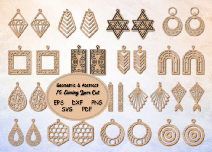 Paquete láser SVG de pendientes geométricos