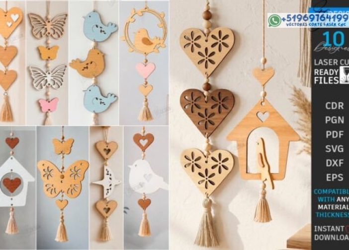 Paquete láser de adorno decorativo colgante de pájaro