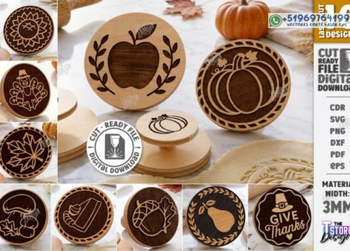 Paquete láser de sellos para galletas de Acción de Gracias