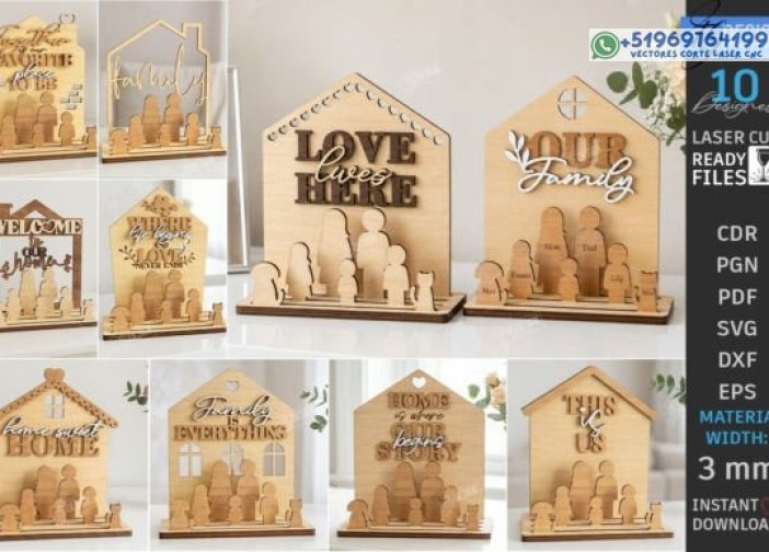 Paquete láser de stand familiar con figuras