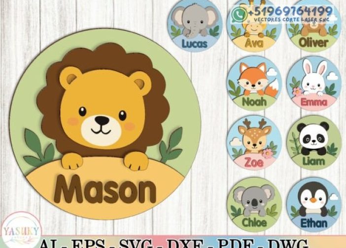 Paquete letreros redondos personalizados con nombres de animales Para mas Vectores Whatsapp 51969764199