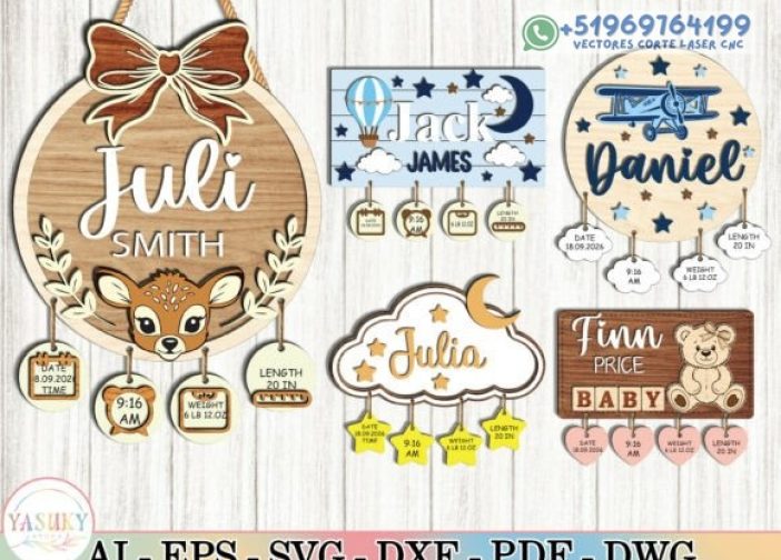 Paquete personalizados para letreros con el nombre del bebé Para mas Vectores Whatsapp 51969764199