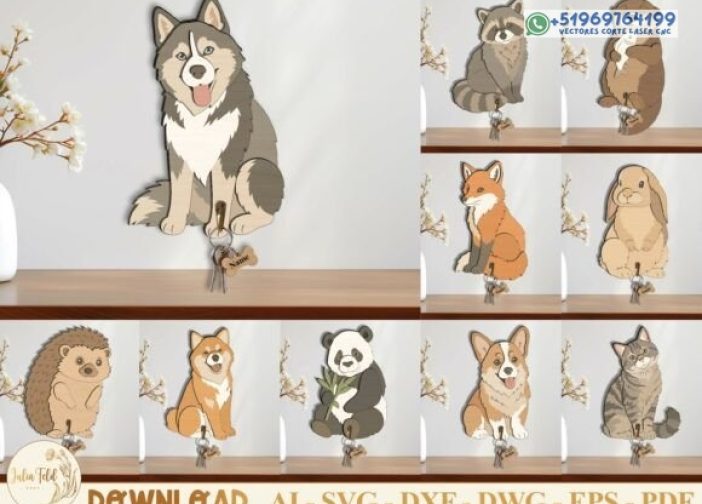 Paquete soporte de llave llaveros varios animales