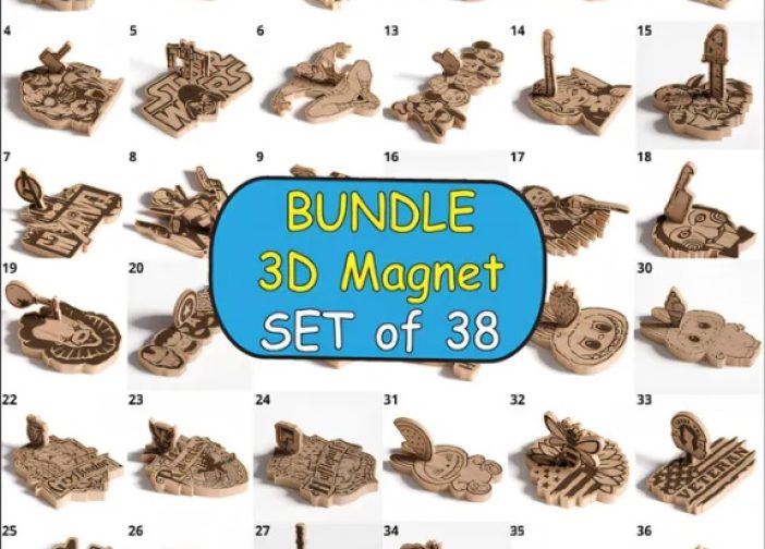 Paquete svg de imanes 3D para nevera