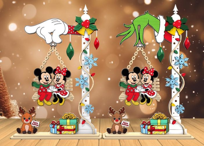 Pareja de Mickey Minie en columpio