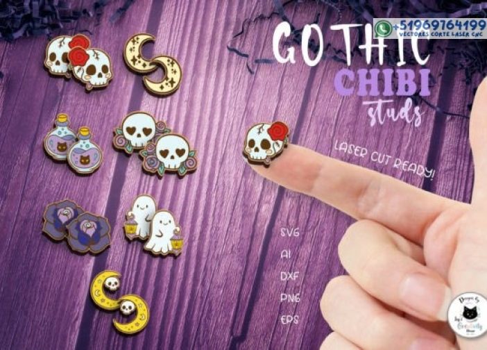 Pendientes de botón góticos kawaii para Halloween