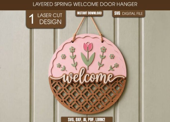 Percha de puerta de bienvenida redonda en capas SVG