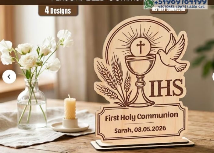 Placa de primera comunion caliz IHS personalizada Para mas Vectores Whatsapp 51969764199