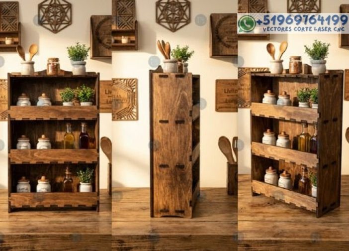 Plantilla SVG para estante de cocina 6mm Para mas Vectores Whatsapp 51969764199