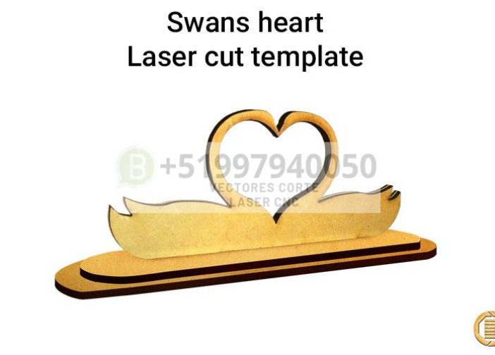 Plantilla cortada con láser Corazón de cisne SVG Idea de regalo para el día de San Valentín