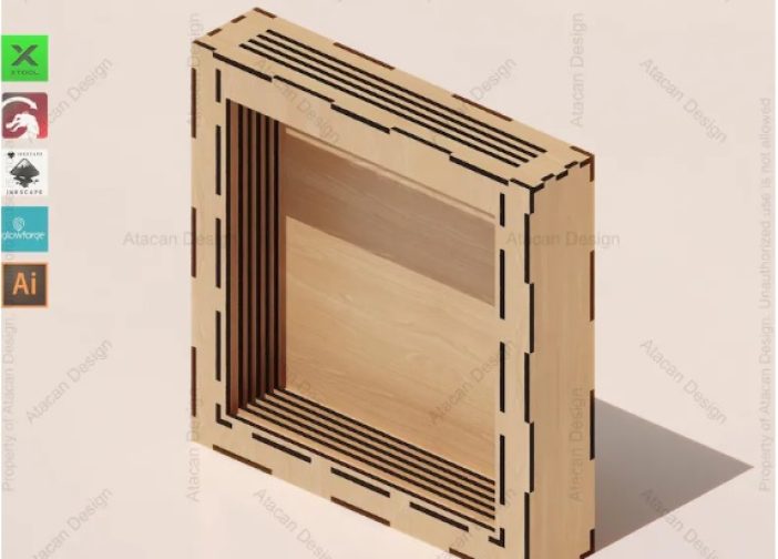 Plantilla de caja de sombras para láser en capas