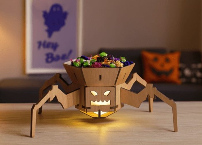 Porta dulces de Halloween forma de araña mesa central