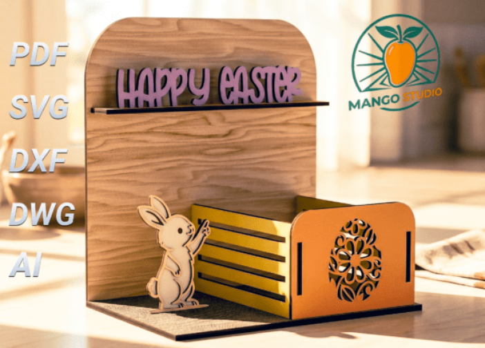 Porta huevos de conejito de Pascua-3mm LaserCut