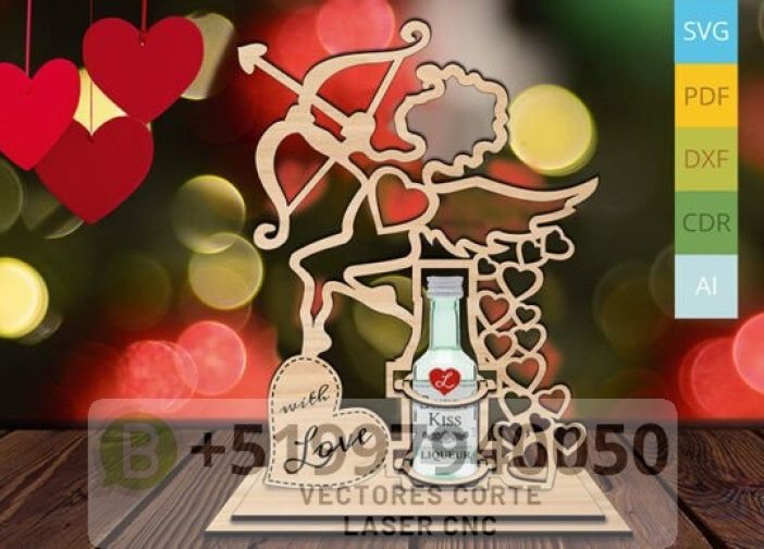 Portabotellas con forma de ángel Cupido para San Valentín