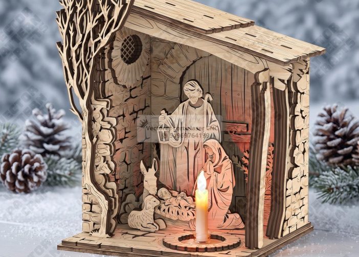 Portavelas con diseño de belen pesebre navidad estilo piedra Para mas Vectores Whatsapp 51969764199